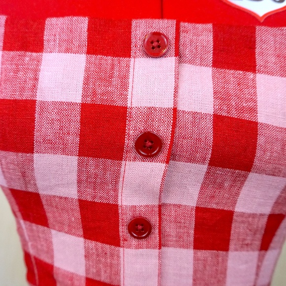 NWT Reformation "Huckleberry" Linen Dress in "Concha Check" - Picture 4 of 11